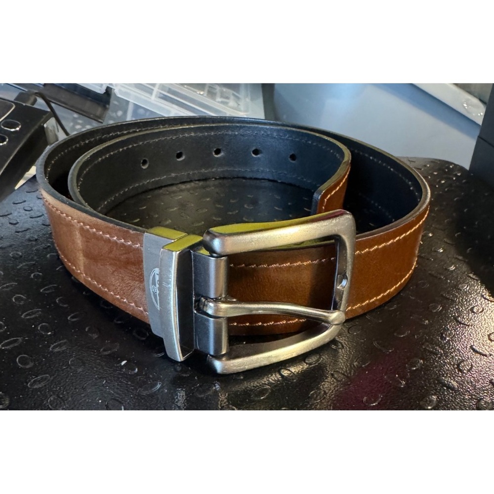 Fossil Men's Reversible Leather Belt Twist Buckle Black Brown 32 silver office